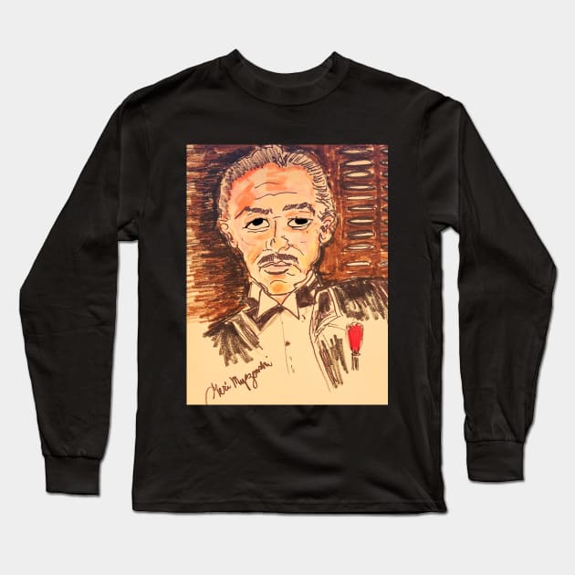 Marlon Brando The Godfather Long Sleeve T-Shirt by TheArtQueenOfMichigan 